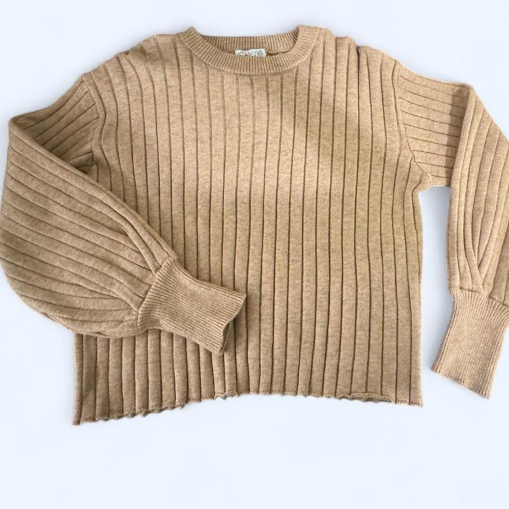 Poof! Ribbed Camel Sweater